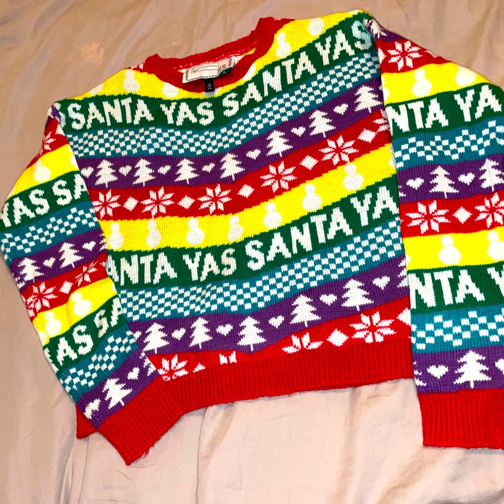 Woman’s Small Rainbow Christmas Sweater